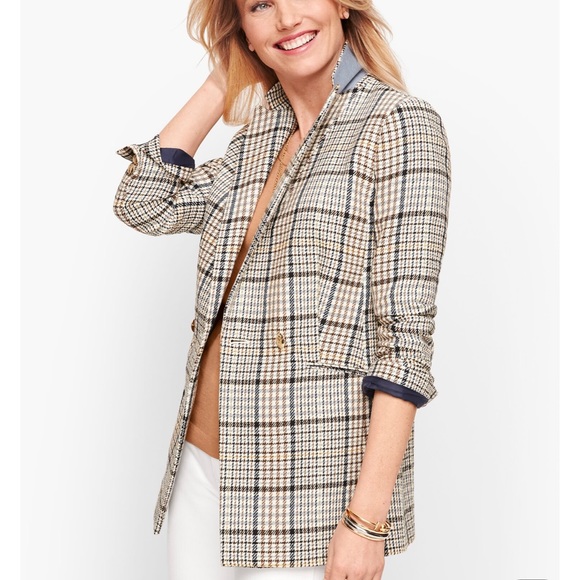 Talbots Plaid Double Breasted Blazer - Picture 10 of 11